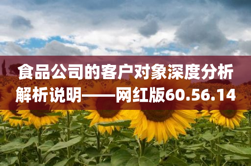 食品公司的客户对象深度分析解析说明——网红版60.56.14